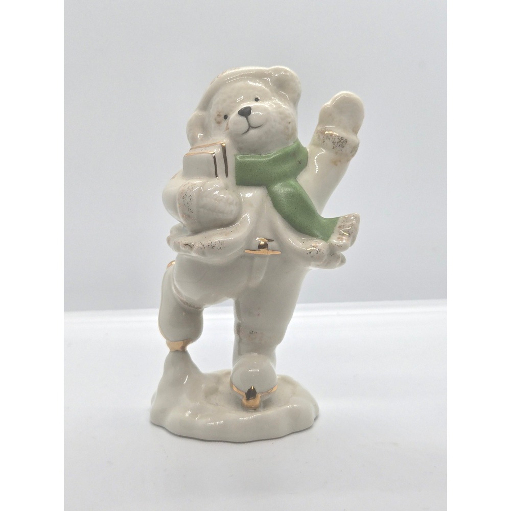 Lenox Skating Bear Figurine Christmas Ceramic Collectible Holiday Decor 4"